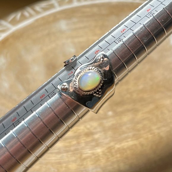 Ethiopian Opal 925 Sterling Silver Adjustable Open Ring - Picture 13 of 13